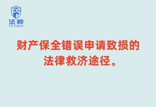 财产保全错误申请致损的法律救济途径
